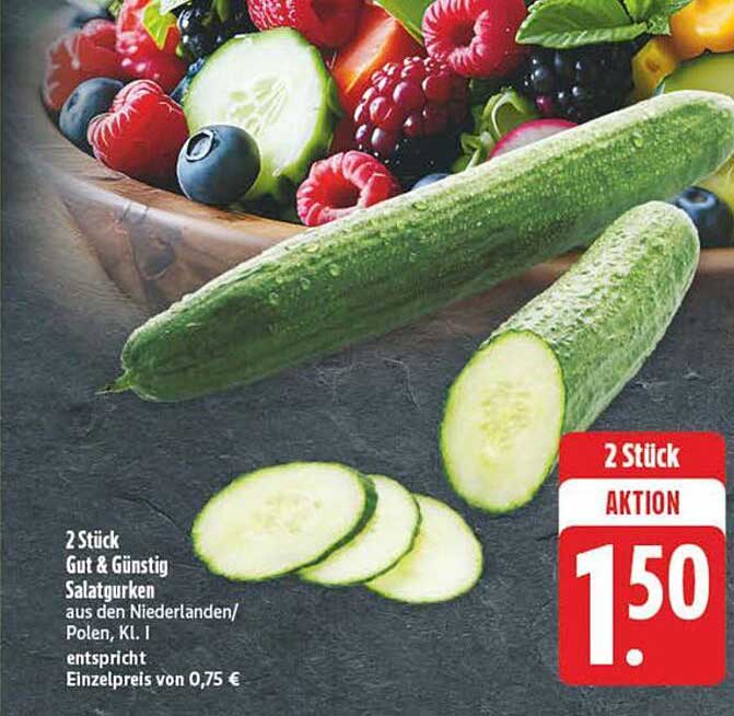 2 Stück Gut & Günstig Salatgurken