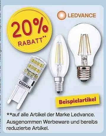 20% Rabatt auf alle Artikel der Marke Ledvance