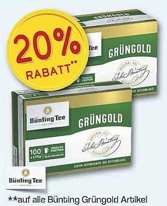 20% Rabatt auf alle Bünting Grüngold Artikel