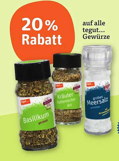 20% Rabatt auf alle tegut... Gewürze