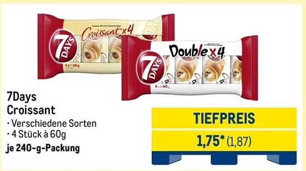 7Days Croissant - verschiedene Sorten, 4 Stück à 60g