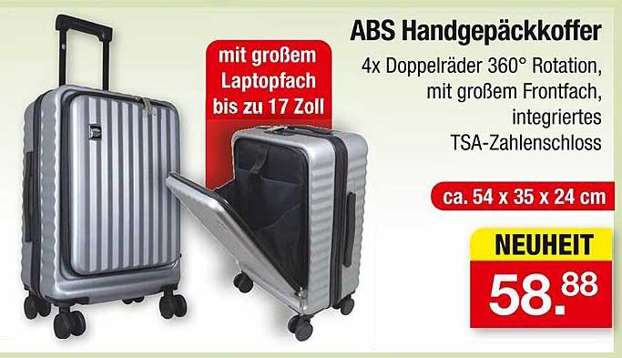 ABS Handgepäckkoffer mit großem Laptopfach