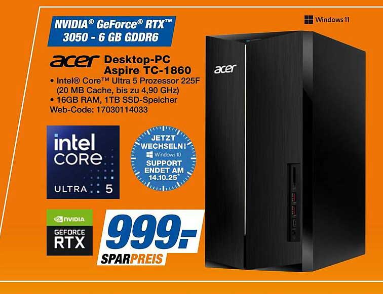 acer Desktop-PC Aspire TC-1860 mit NVIDIA® GeForce® RTX™ 3050