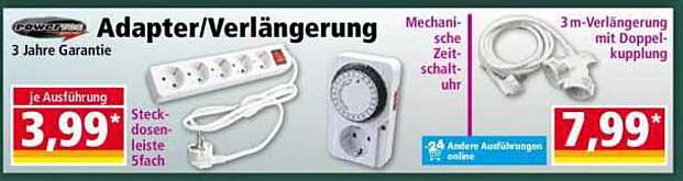 Adapter/Verlängerung – Steckdosenleiste 5-fach und mechanische Zeitschaltuhr