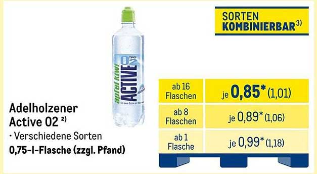 Adelholzer Active 0,75 l-Flasche - Verschiedene Sorten