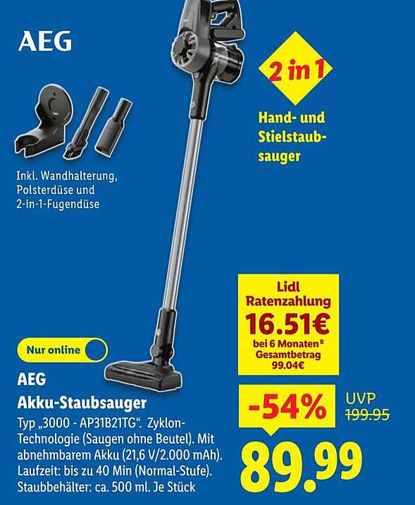 AEG Akku-Staubsauger 2-in-1 Hand- und Stielstaubsauger