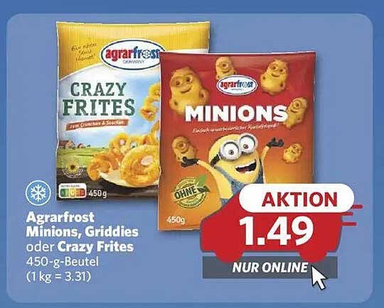 Agrarfrost Minions, Griddies oder Crazy Frites 450-g-Beutel