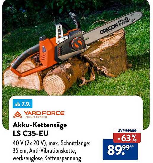 Akku-Kettensäge LS C35-EU von Yard Force