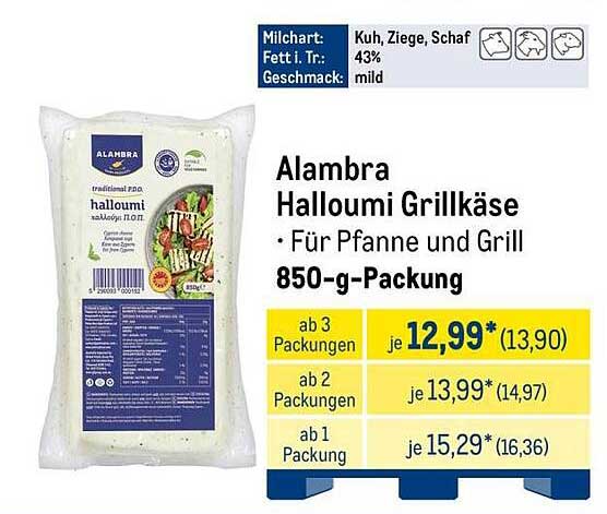 Alambra Halloumi Grillkäse 850-g-Packung