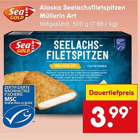 Alaska Seelachsfiletspitzen Müllerin Art, tiefgekühlt, 500 g