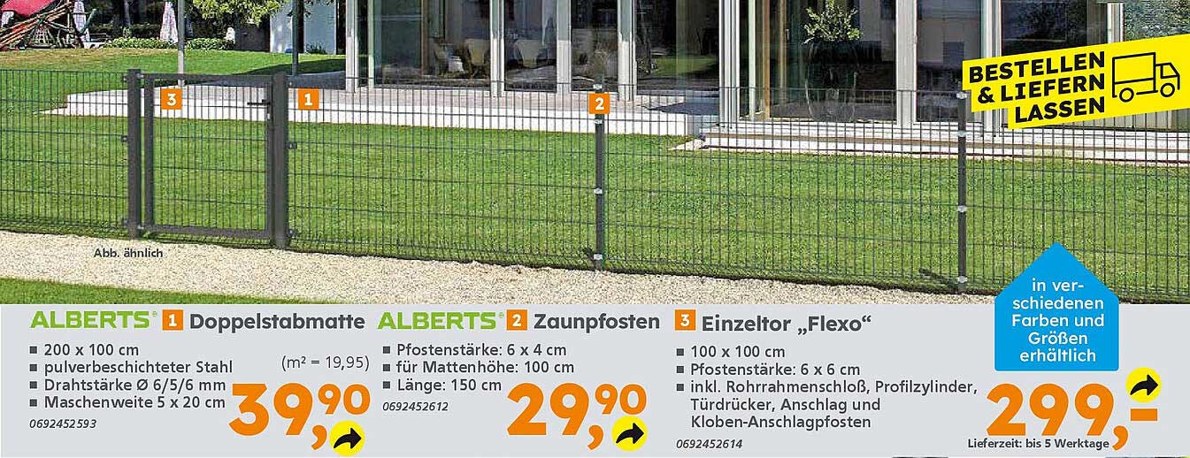 ALBERTS® Doppelstabmatte 200 x 100 cm