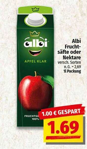 Albi Fruchtsäfte oder Nektare 1l Packung