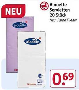 Alouette Servietten 20 Stück - Neu: Farbe Flieder