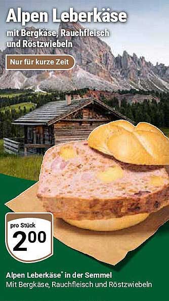Alpen Leberkäse mit Bergkäse, Rauchfleisch und Röstzwiebeln