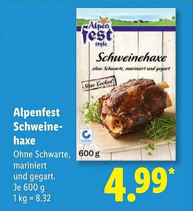 Alpenfest Schweinehaxe, mariniert und gegart