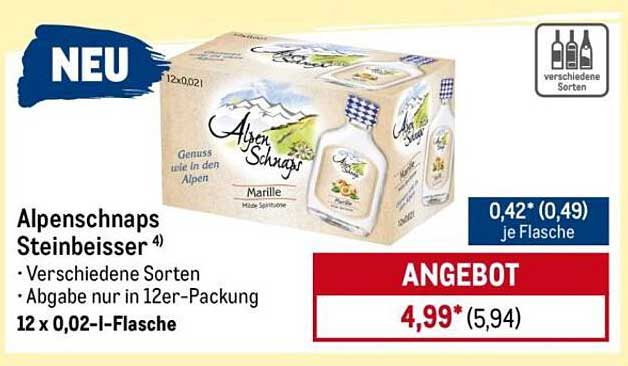 Alpenschnaps Steinbeisser – 12er-Packung