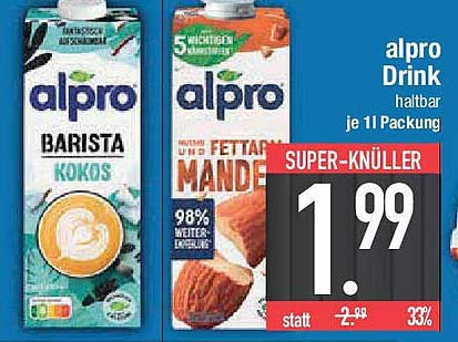 alpro Drink 1 l Packung – Barista Kokos und Mandeln