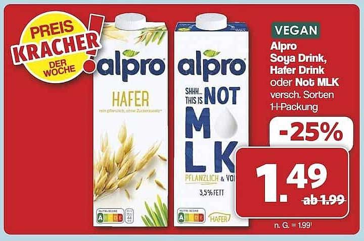 Alpro Soya Drink, Hafer Drink oder Not MLK 1-H-Packung