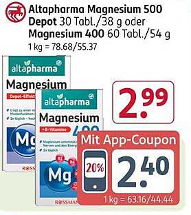 Altapharma Magnesium 500 Depot 30 Tbl.