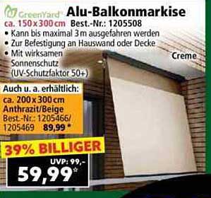 Alu-Balkonmarkise 150 x 300 cm