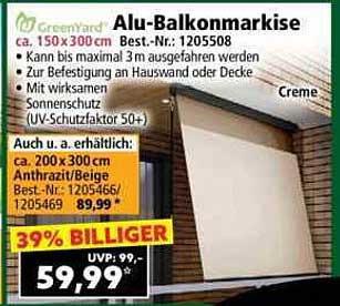 Alu-Balkonmarkise ca. 150 x 300 cm – Für den perfekten Sonnenschutz!