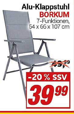 Alu-Klappstuhl BORKUM - 7-Funktionen, 54 x 66 x 107 cm
