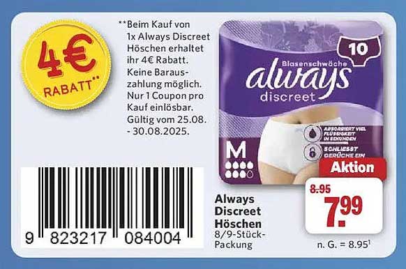 Always Discreet Höschen 8/9-Stück-Packung