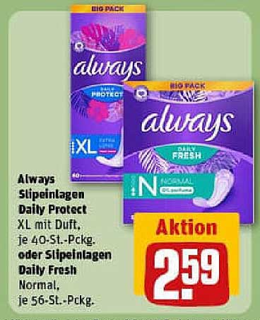 Always Slpeinlagen Daily Protect XL oder Daily Fresh