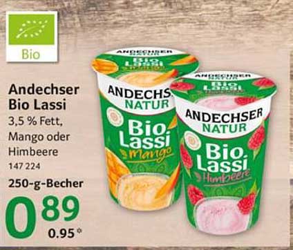 Andechser Bio Lassi, 250-g-Becher, Mango oder Himbeere