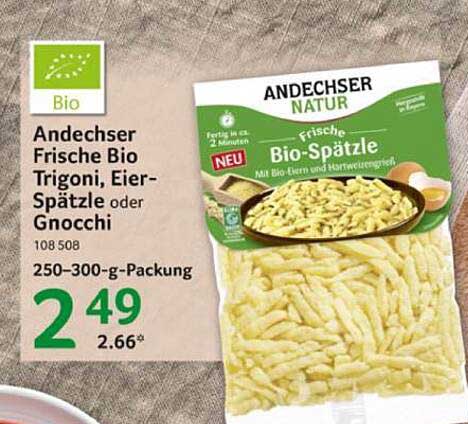 Andechser Frische Bio Trigoni, Eier-Spätzle oder Gnocchi