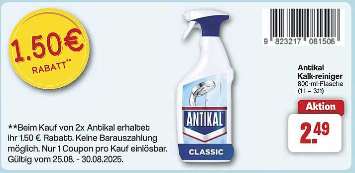 Antikal Kalkreiniger 800 ml - Aktion zum günstigen Preis