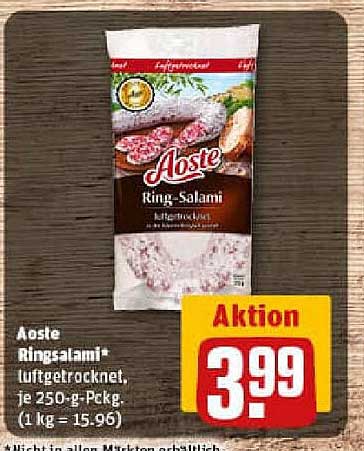 Aoste Ringsalami* luftgetrocknet, je 250-g-Pckg.