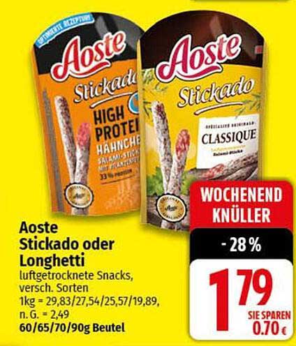 Aoste Stickado oder Longhetti - Luftgetrocknete Snacks in verschiedenen Sorten