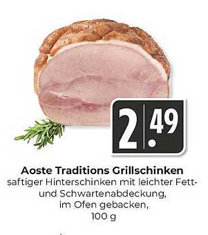 Aoste Traditions Grill-Schinken - saftiger Hinter-Schinken mit leichter Fett- und Schwarteabdeckung