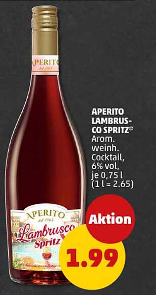 APERITO LAMBRUSCO SPRITZ, 0,75 L für nur 1,99 €