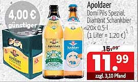 Apoldaer Domi Pils Spezial, Diamant Schankbier 20x0,5l