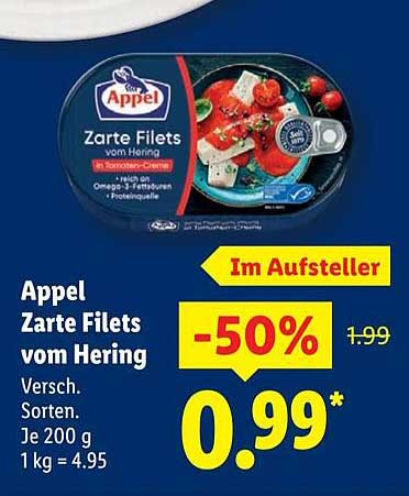 Appel Zarte Filets vom Hering in Rapsöl, 200 g
