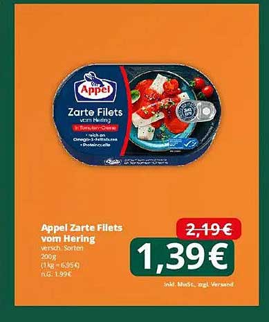 Appel Zarte Filets vom Hering – verschiedene Sorten 200g
