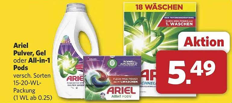 Ariel Pulver, Gel oder All-in-1 Pods – Verschiedene Sorten