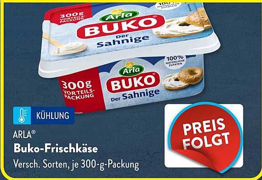 Arla Buko-Frischkäse, verschiedene Sorten, je 300-g-Packung