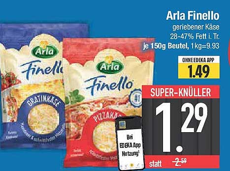 Arla Finello geriebener Käse 150g für nur 1,29 €