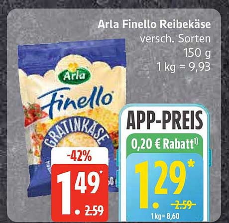 Arla Finello Reibekäse - verschiedene Sorten
