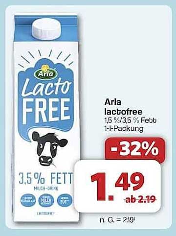 Arla lactofree 1,5 %/3,5 % Fett 1-Liter-Packung