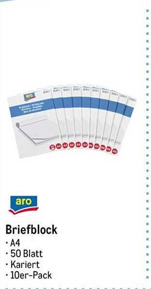 aro Briefblock A4, kariert, 10er-Pack