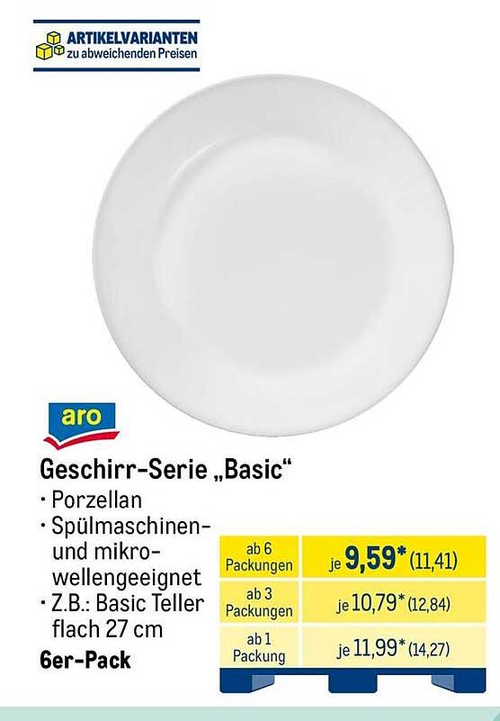 aro Geschirr-Serie „Basic“ 6er-Pack