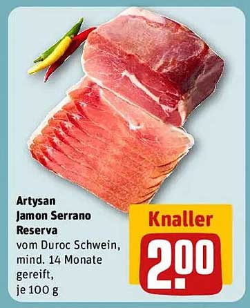 Artysan Jamon Serrano Reserva vom Duroc Schwein, mind. 14 Monate gereift