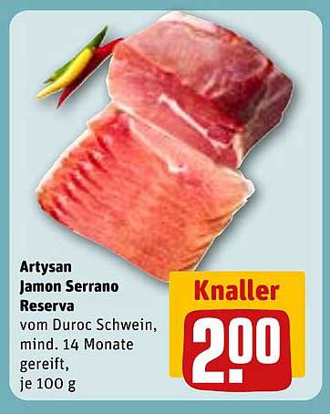 Artysan Jamon Serrano Reserva vom Duroc Schwein, mind. 14 Monate gereift, je 100 g