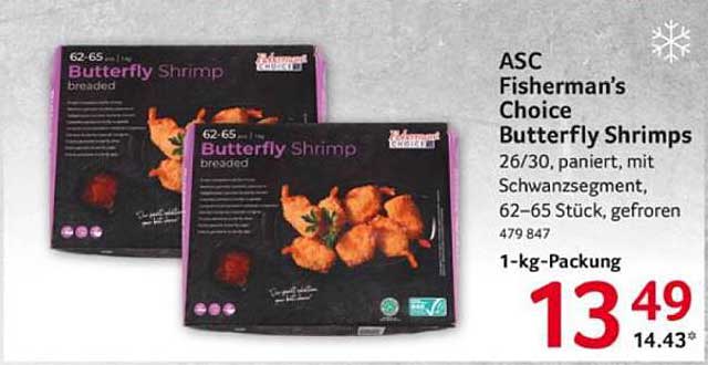 ASC Fisherman’s Choice Butterfly Shrimps 1-kg-Packung