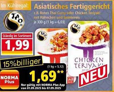 Asiatisches Fertiggericht - Chicken Teriyaki oder Rotes Thai Curry