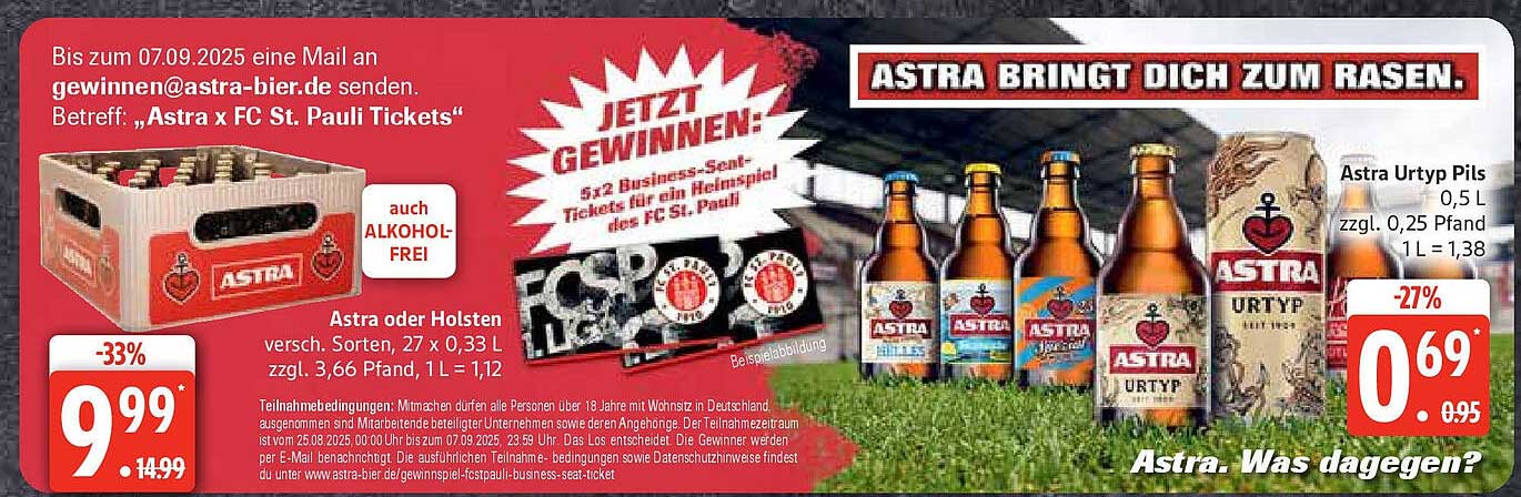 Astra oder Holsten – Verschiedene Sorten, 27 x 0,33 L